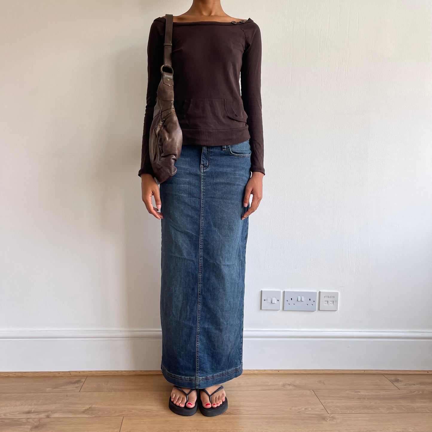 Brown Bardot top - Size S