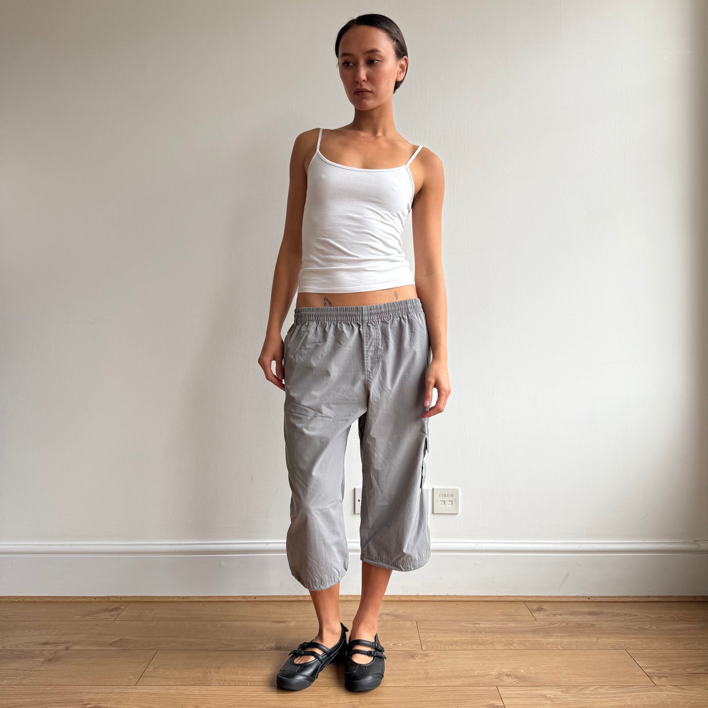 Grey Adidas pocket cargo capris - Size S/M