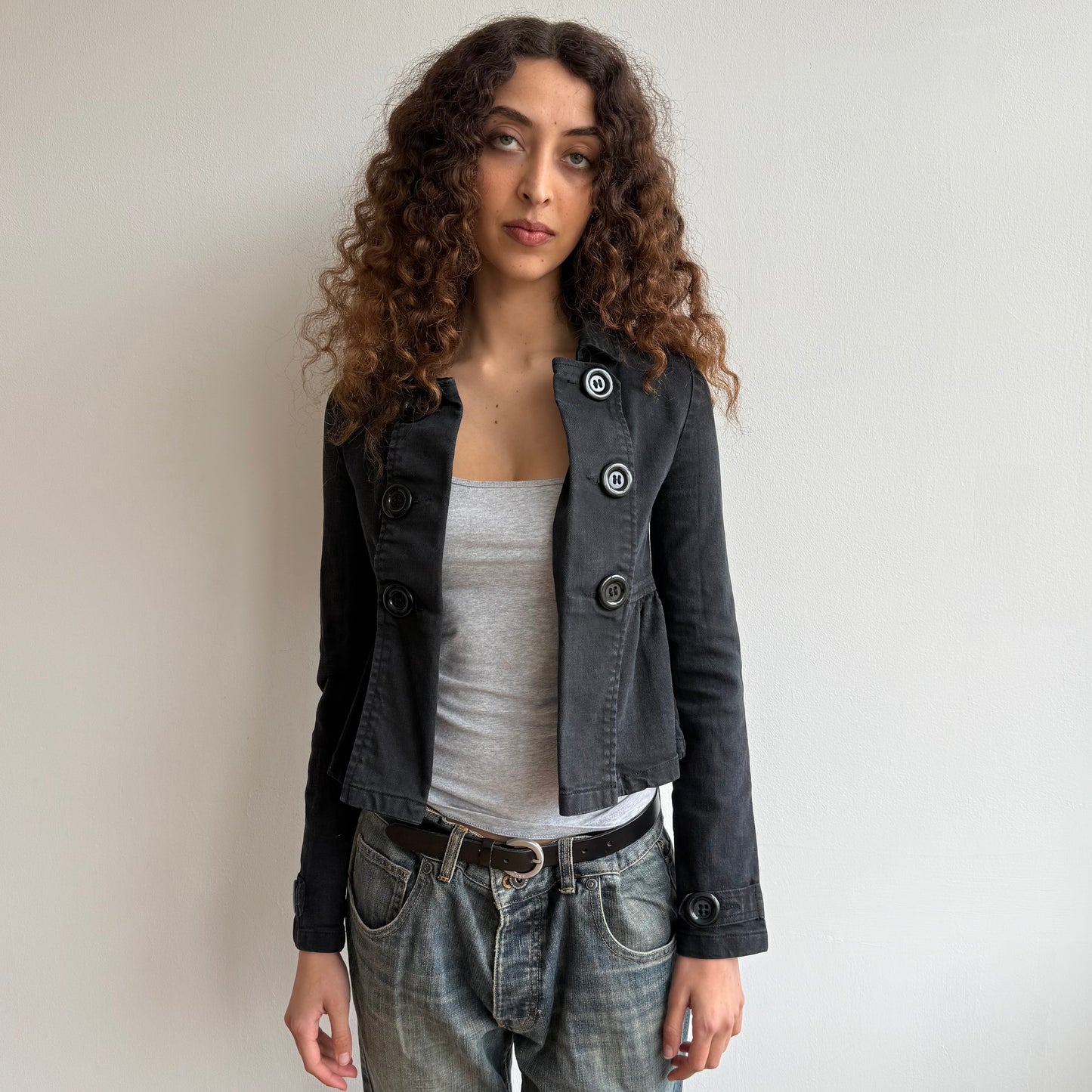 Black button military jacket - Size XS