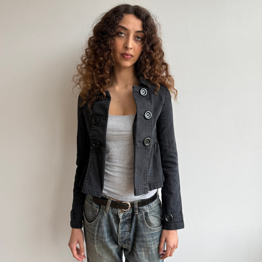 Black button military jacket - Size XS