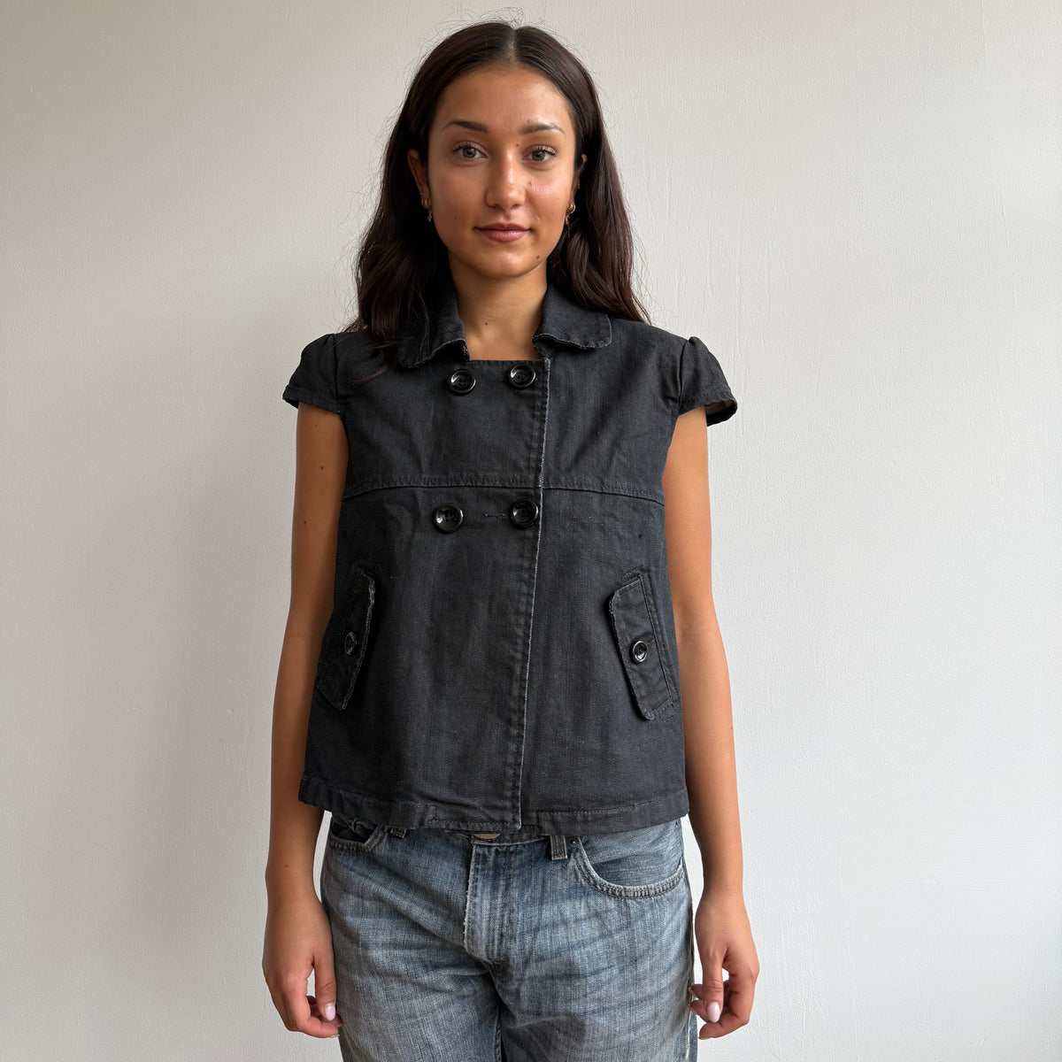 Dark wash denim peacoat - Size M
