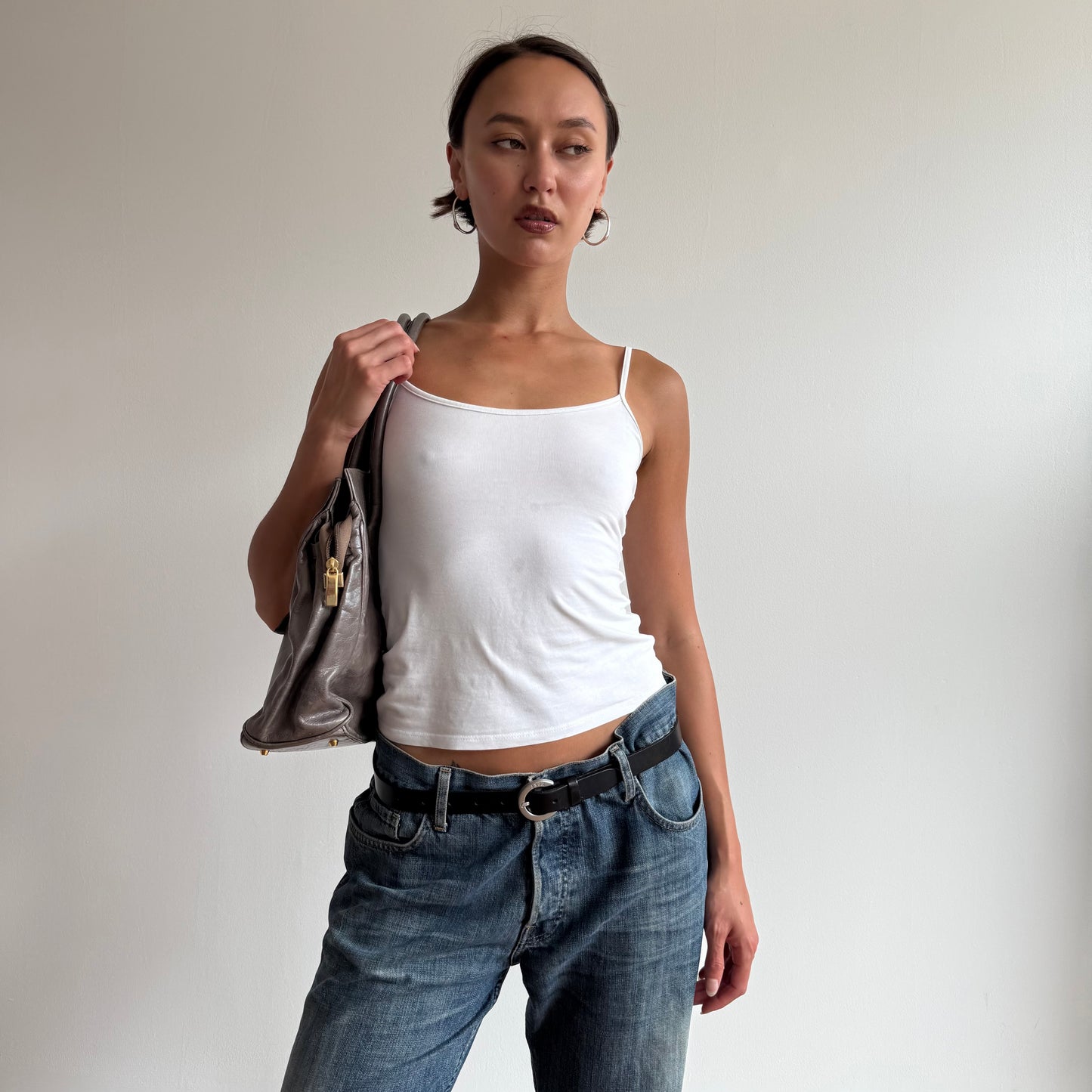 Taupe leather ‘firkin’ bag - One Size