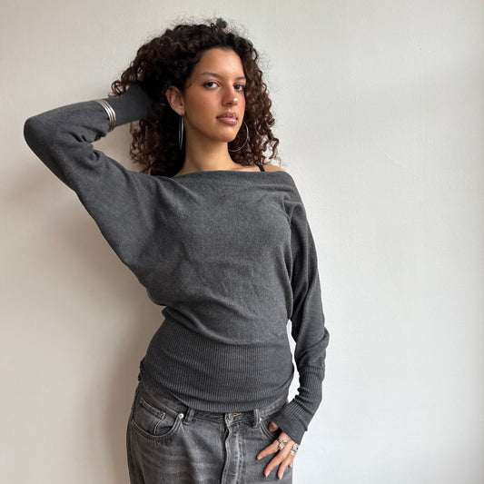 Grey slouchy knit jumper - Size S-M