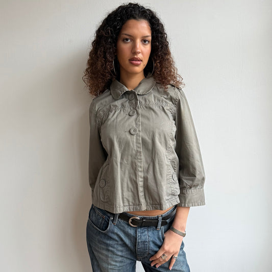 Khaki 3/4 sleeve peacoat - Size M