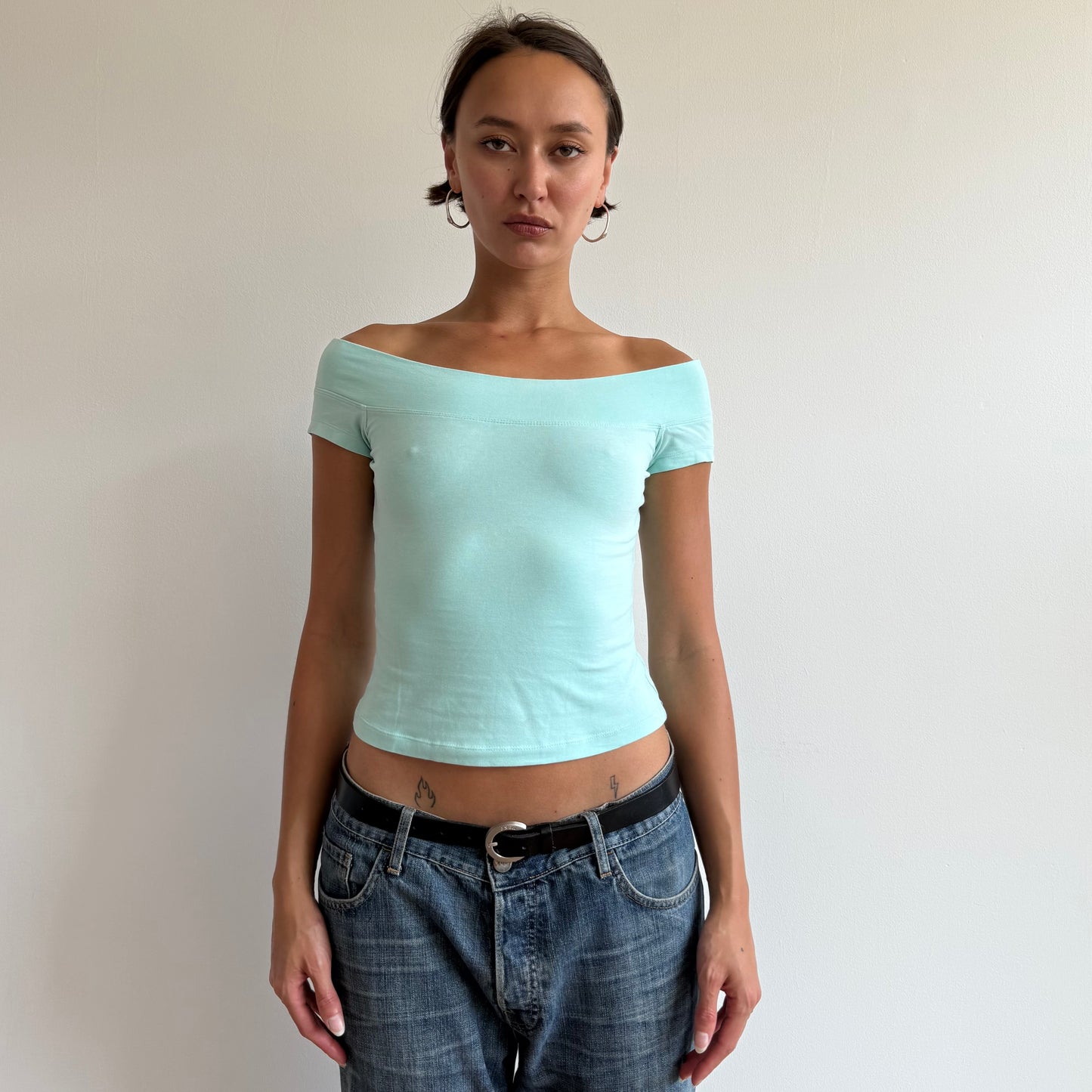 Turquoise bardot top - Size XS