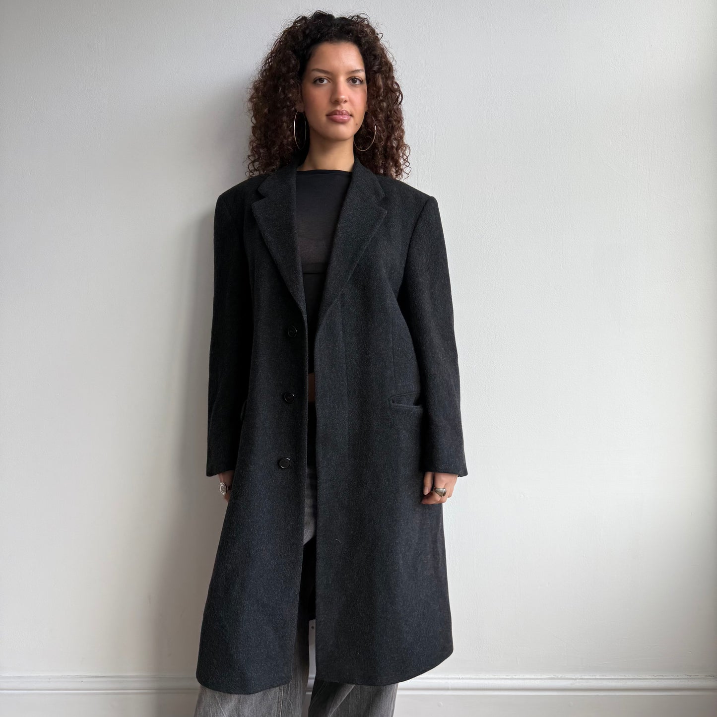 Grey wool overcoat - Size L
