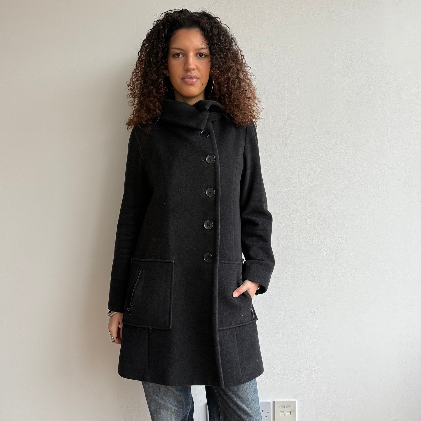 Cop Copine black wool coat - Size S/M