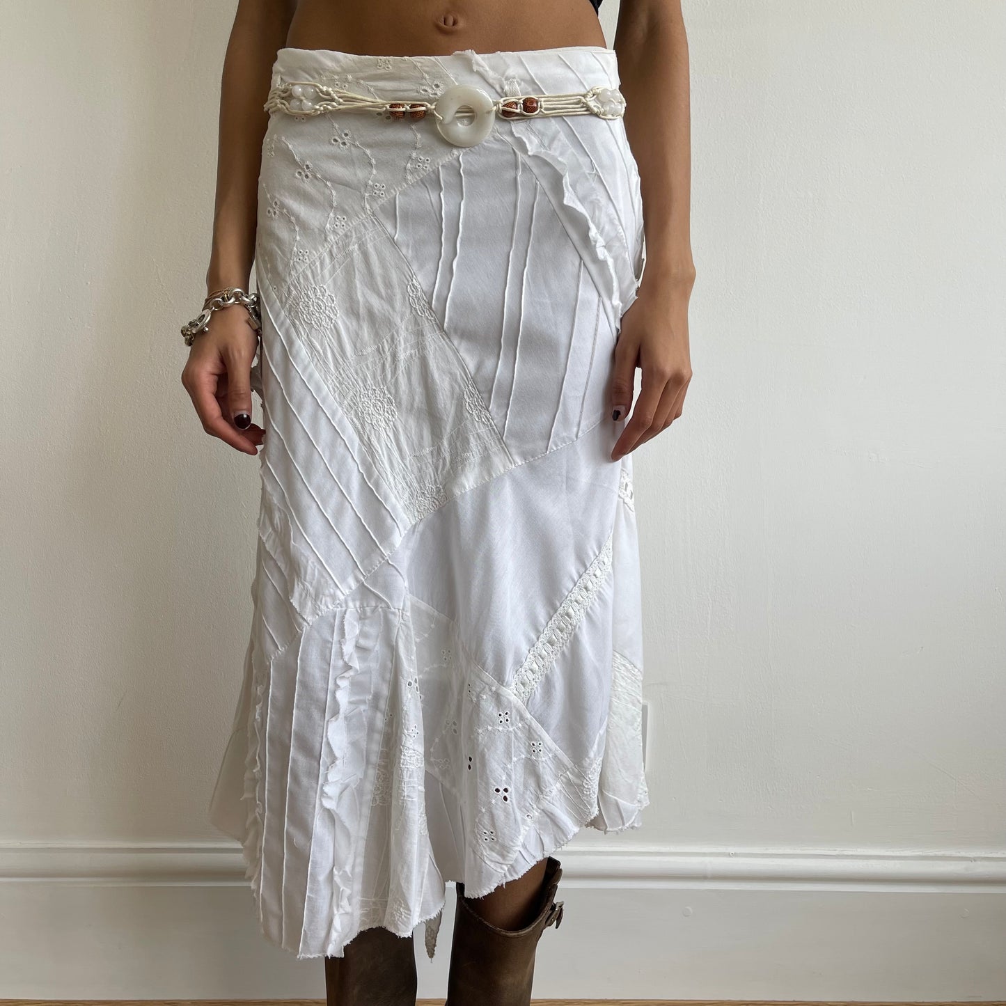 Broderie patchwork midi skirt - Size S