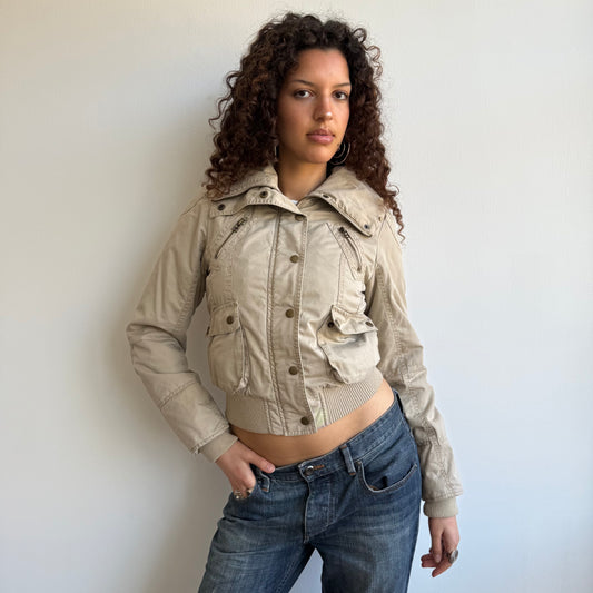 Beige cargo bomber jacket - Size S