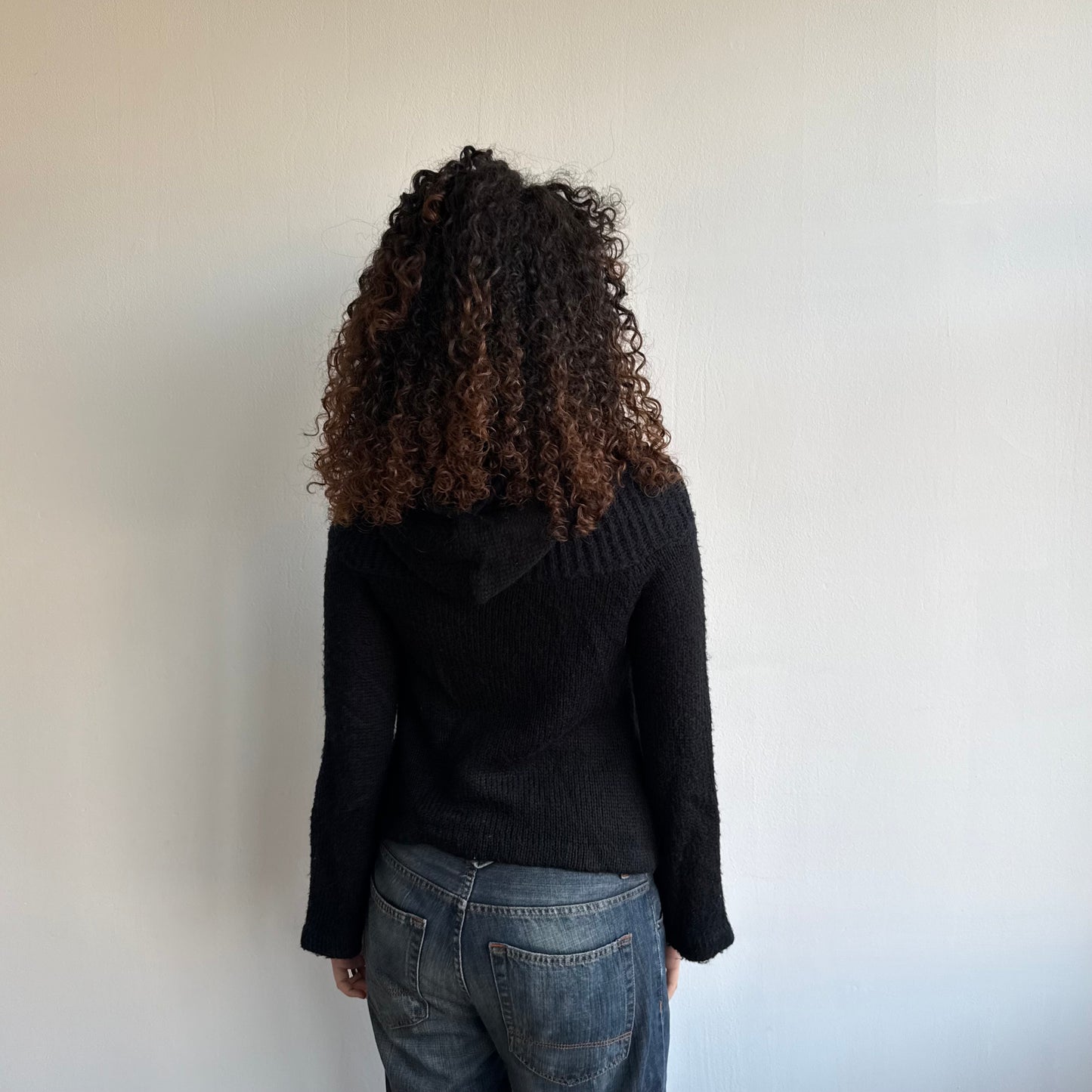 Black knitted hoodie - Size S
