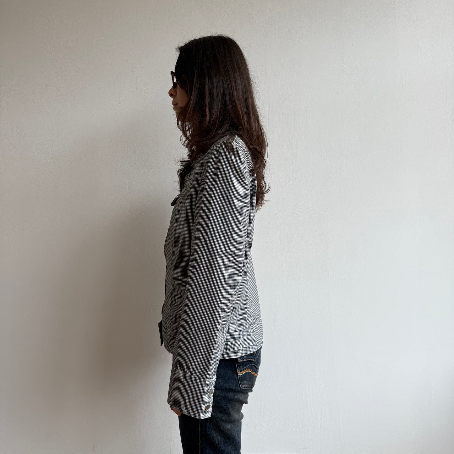 Gingham moto jacket - Size S