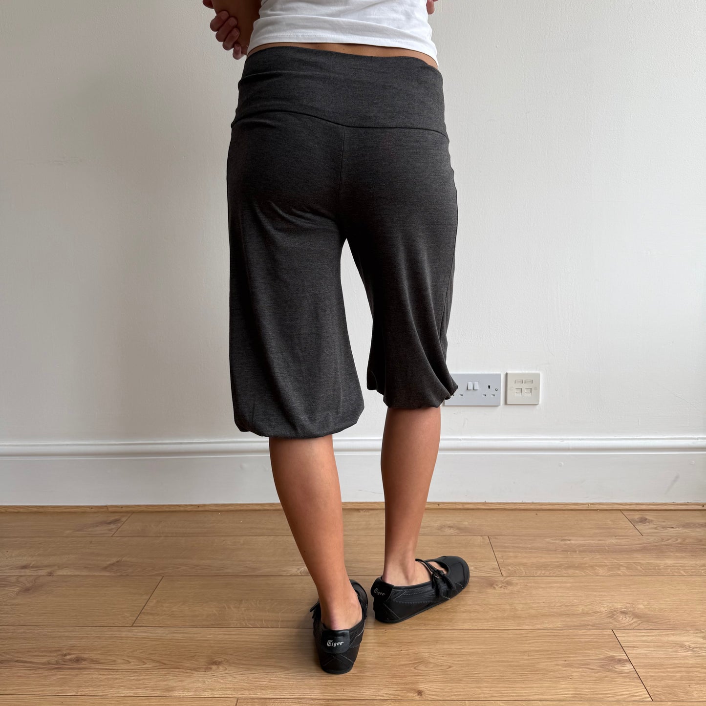 Charcoal tie waist bubble capris - Size S