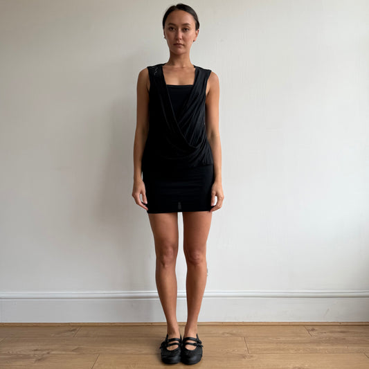 Black Morgan ruched cowl midi dress - Size S/M