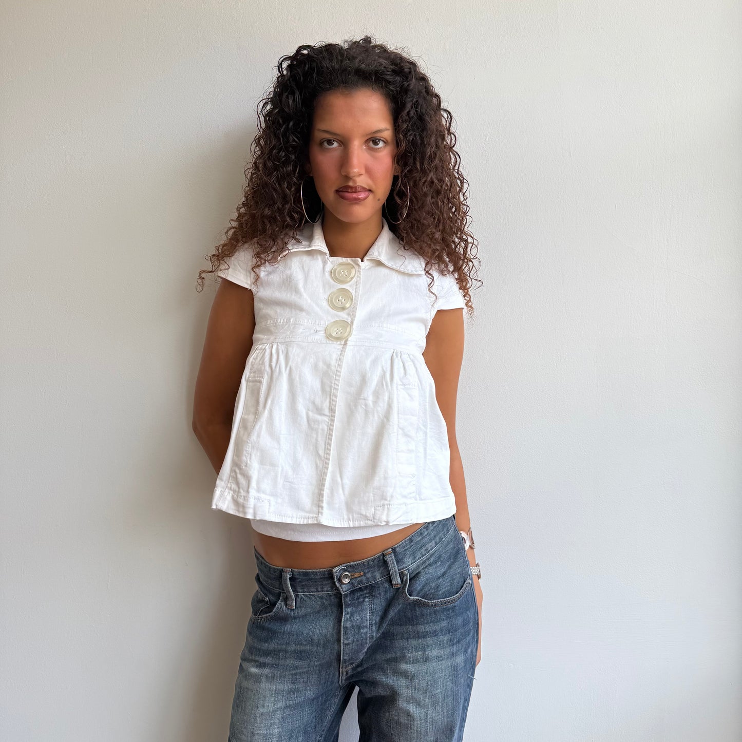 White short sleeve peacoat - Size S