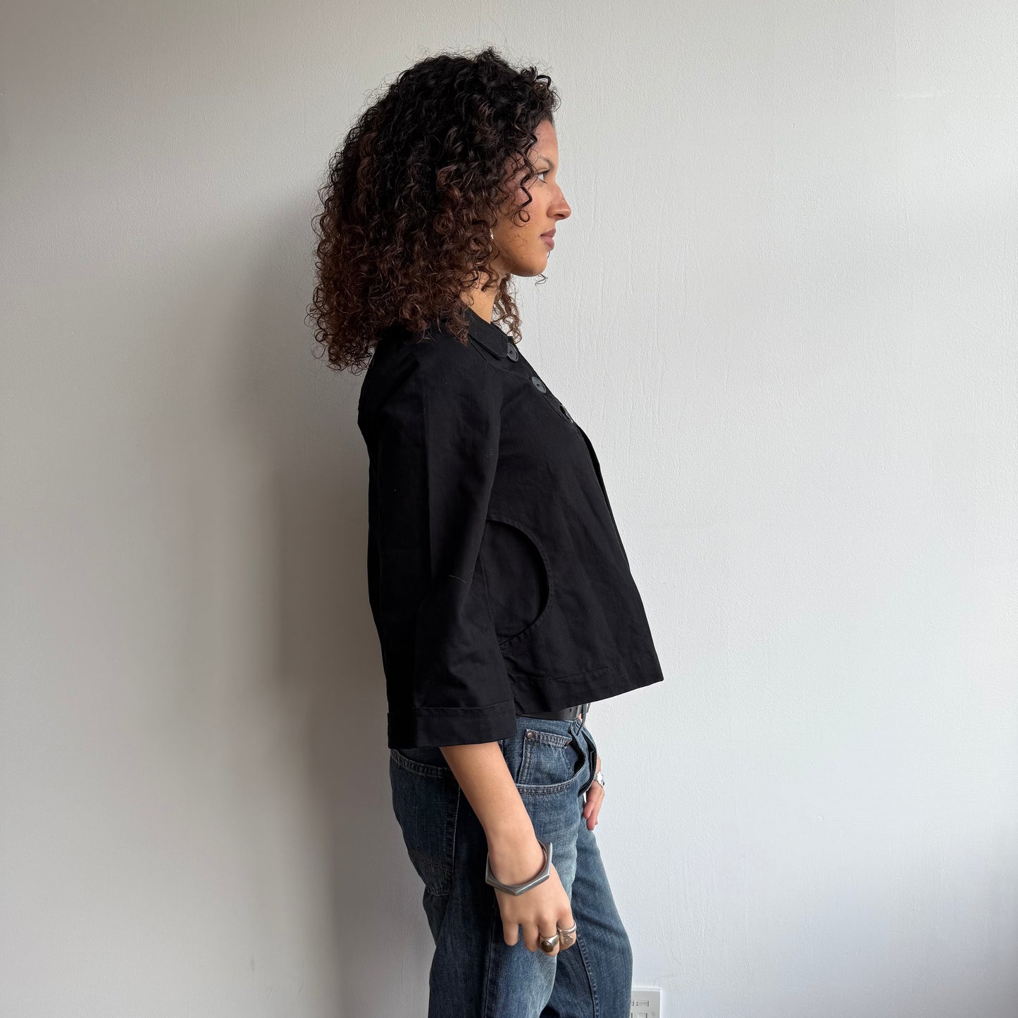 Black 3/4 sleeve peacoat - Size S