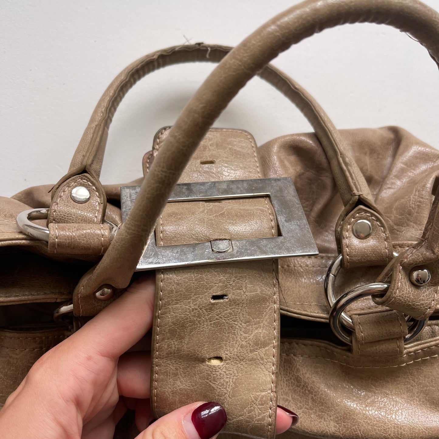Beige buckle bag