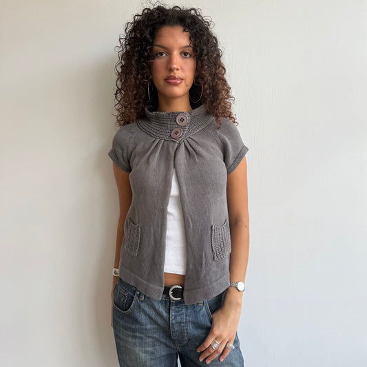 Grey button neck knit - Size S