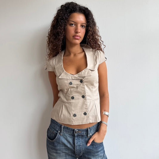 Beige short sleeve waistcoat - Size M