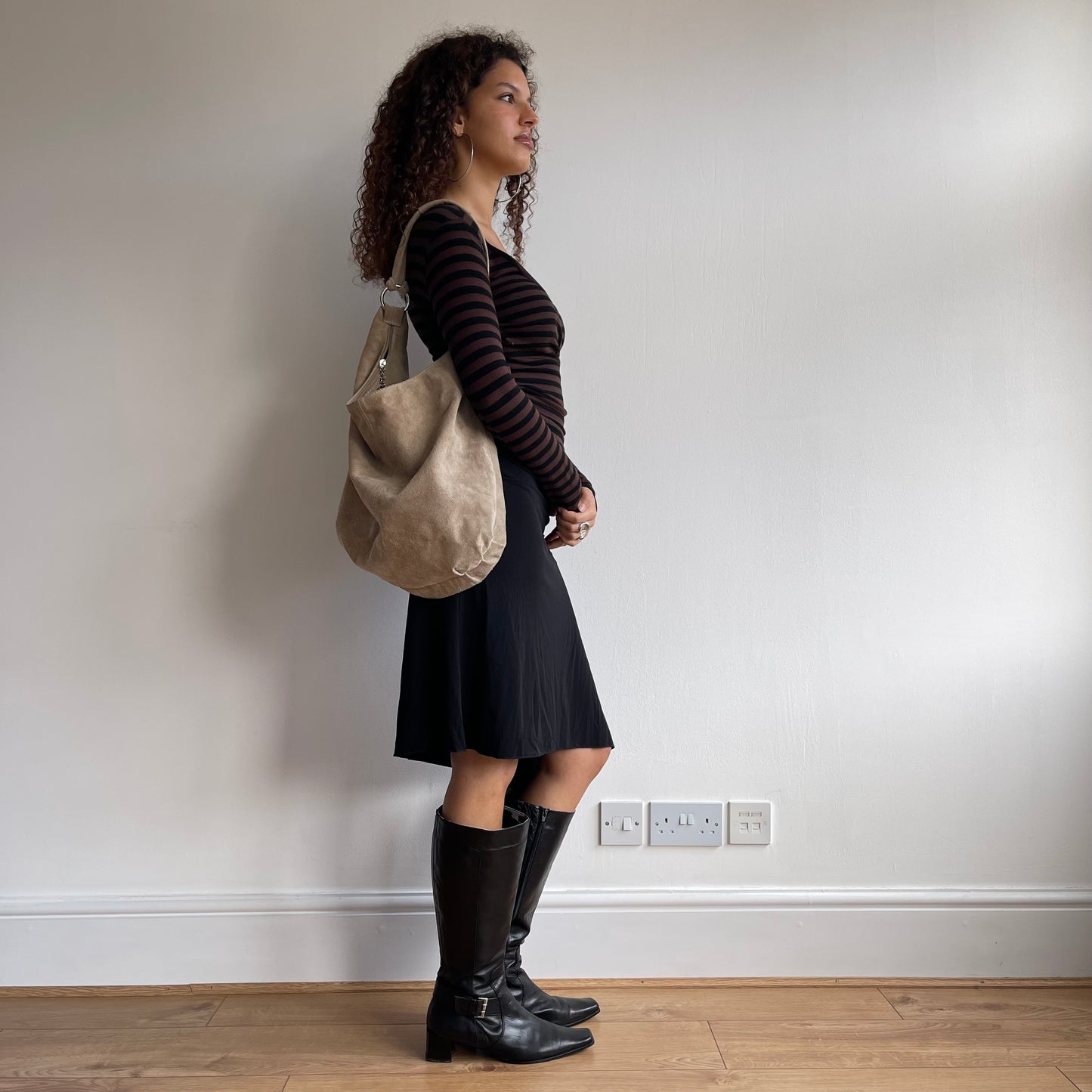 Brown stripe long sleeve top - Size S