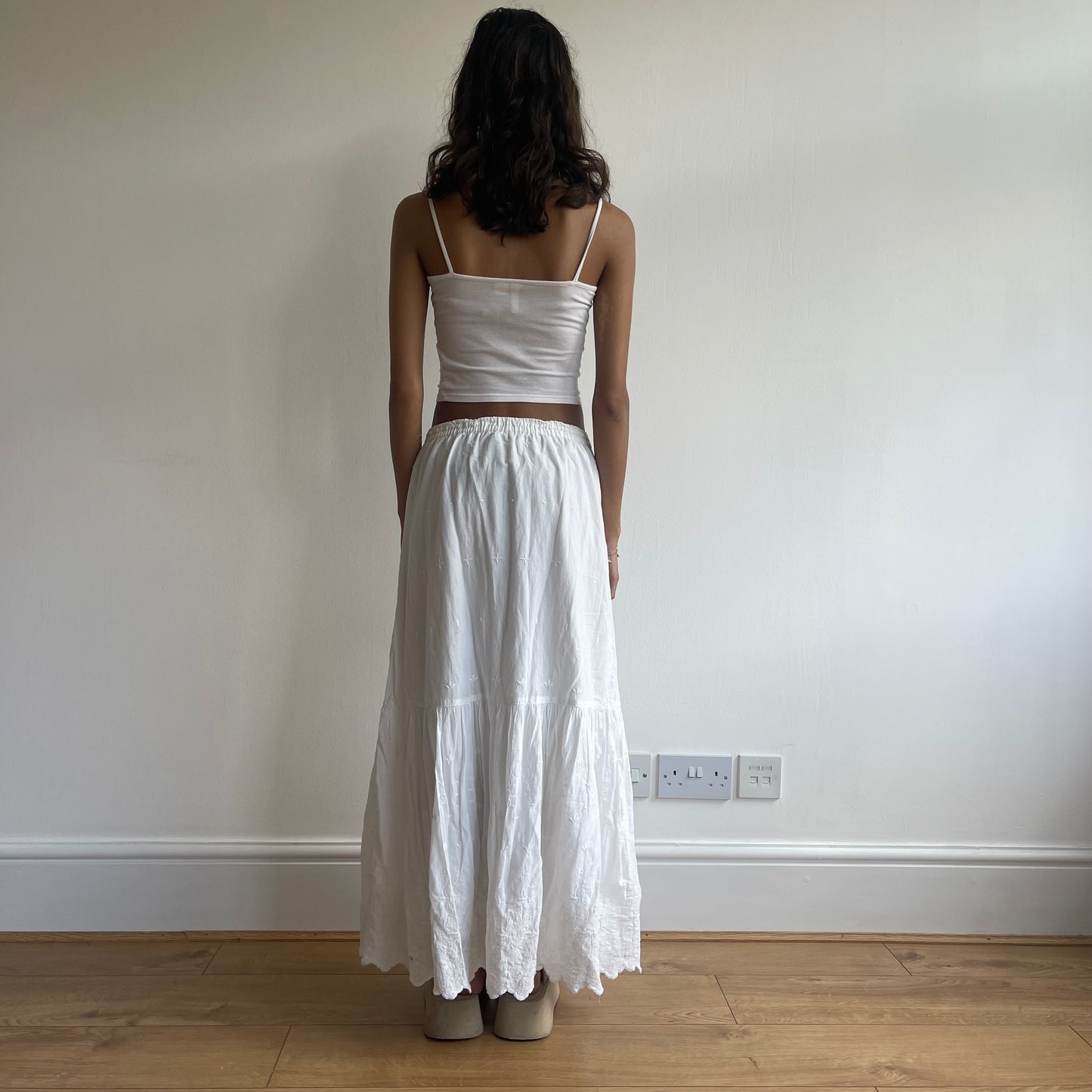 White broderie maxi skirt - Size S