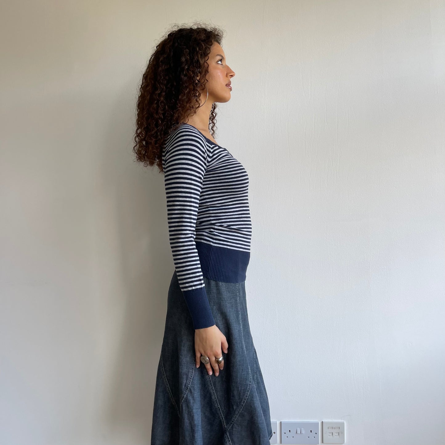 Blue stripe knit top - Size S
