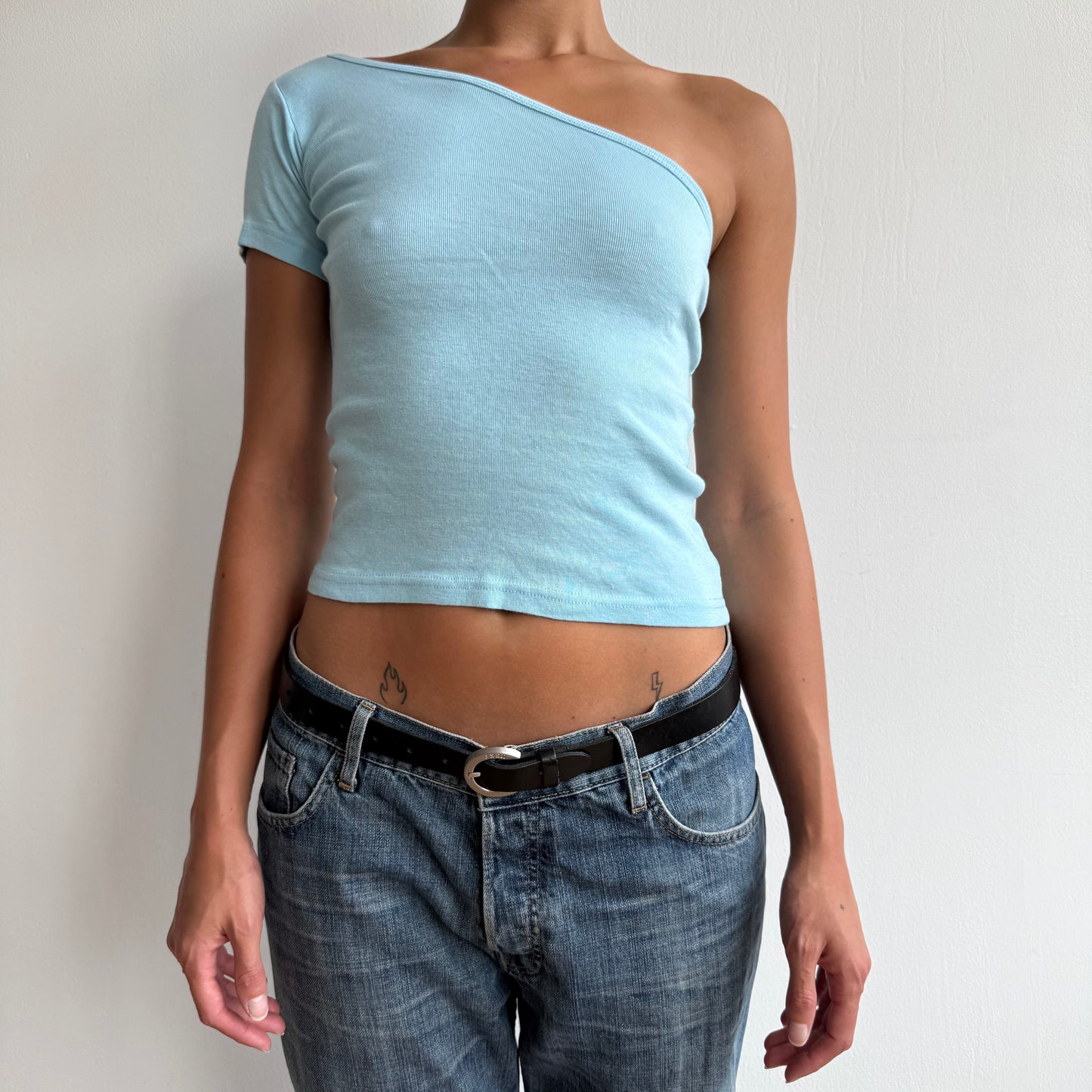 Blue one shoulder top - Size S