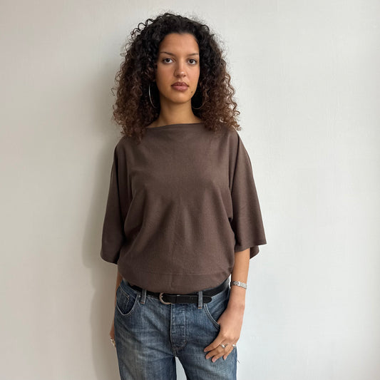 Brown slouchy 3/4 sleeve knit - Size XL