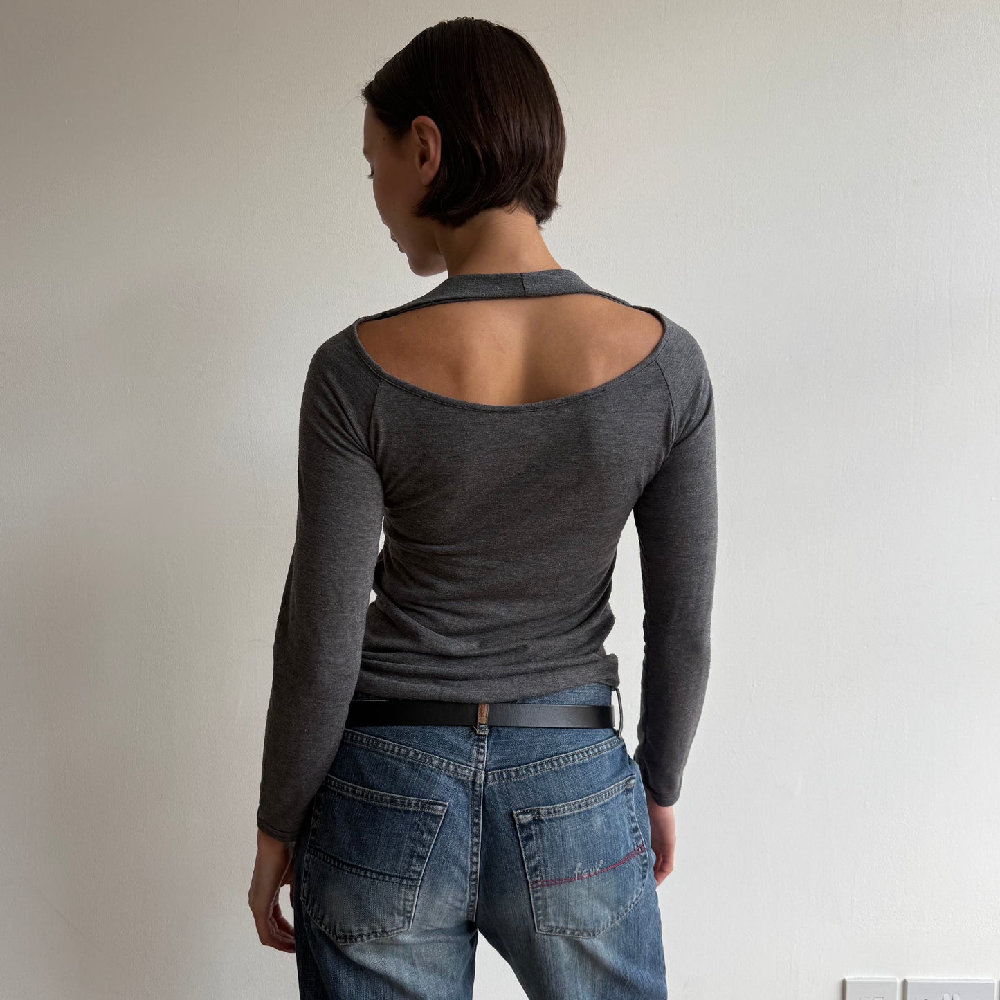 Charcoal cowl double layer top - Size S