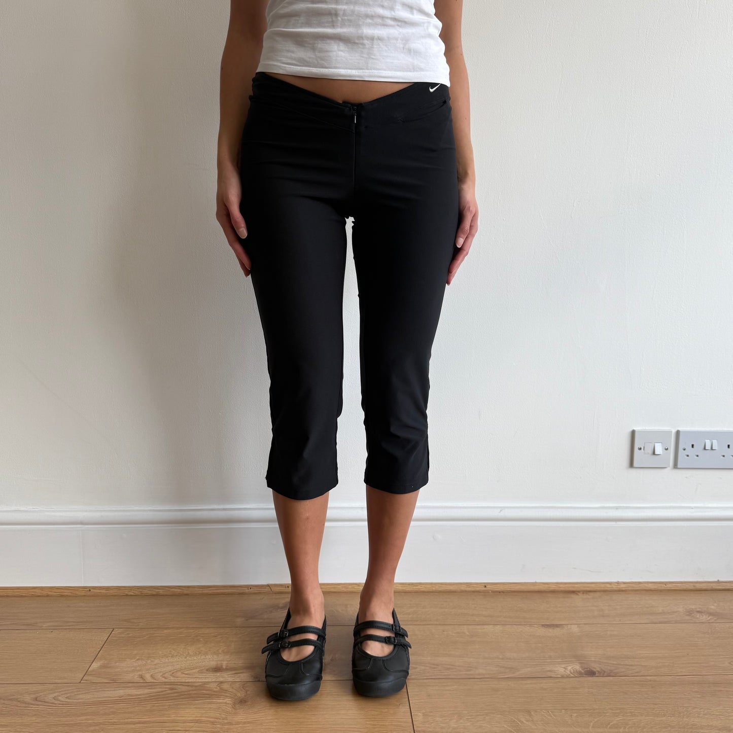 Black Nike zip front capris - Size S