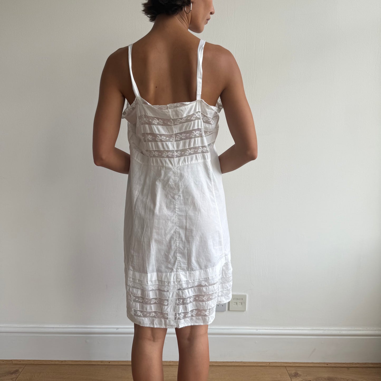 White lace insert milkmaid dress - Size L