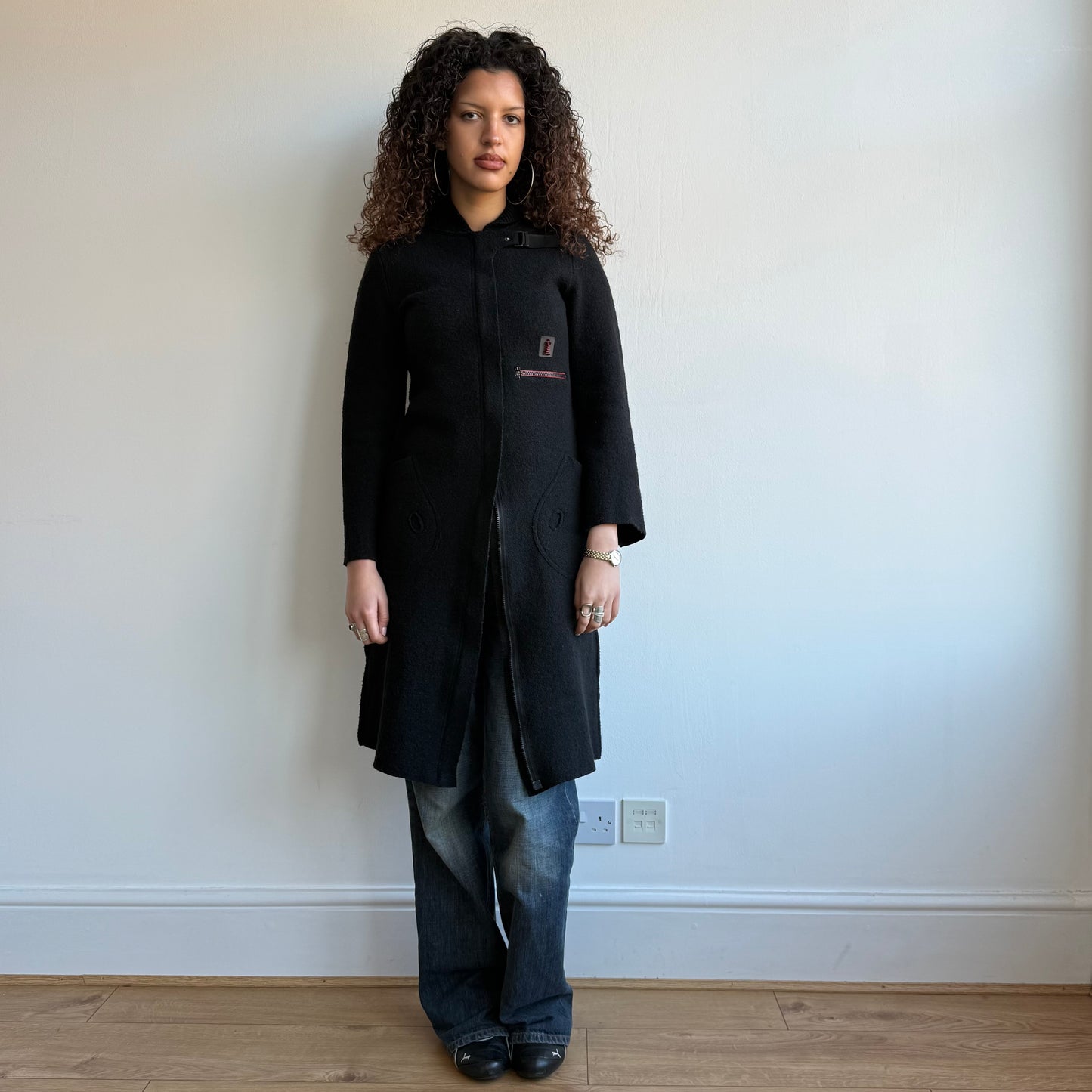 Cop Copine long black wool coat - Size M