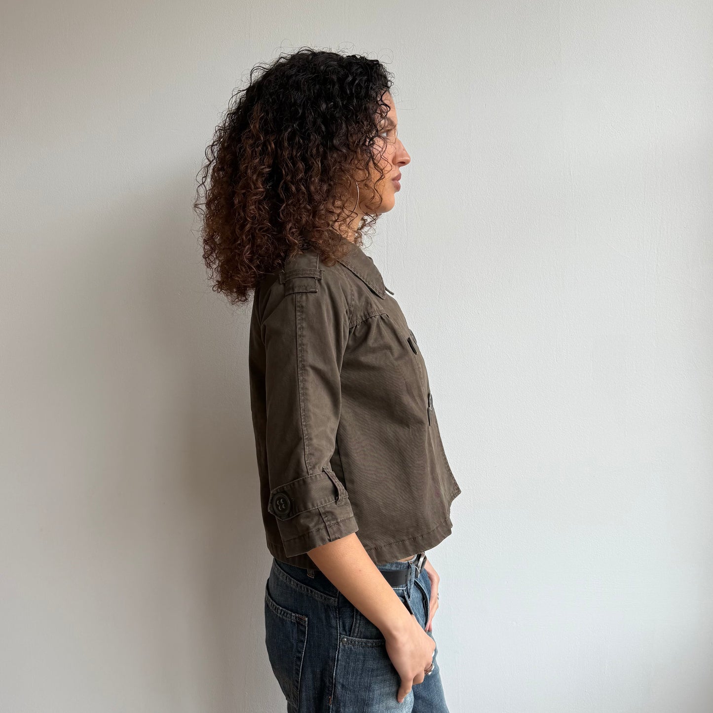 Brown 3/4 sleeve peacoat - Size M