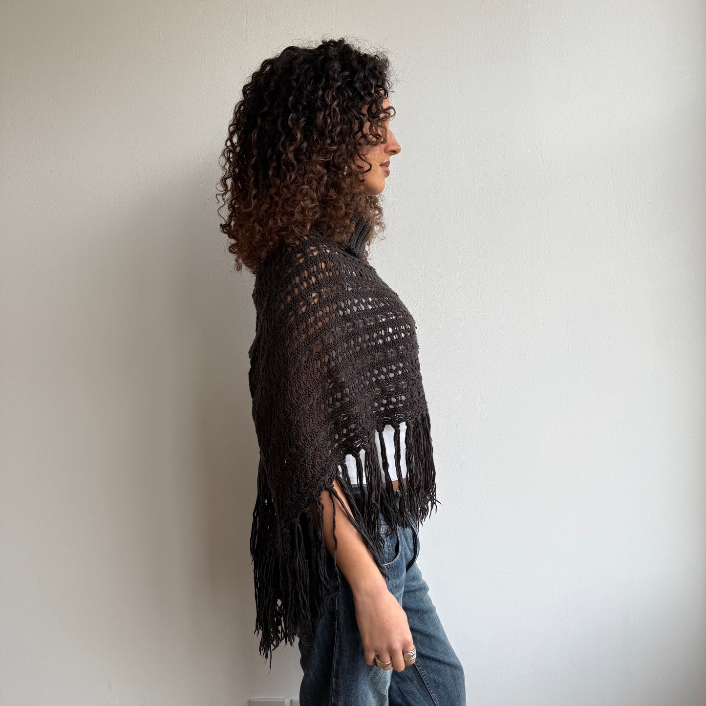 Brown knit poncho - One Size