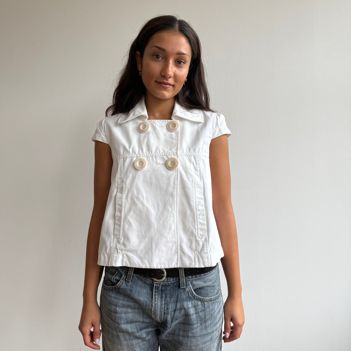 White short sleeve peacoat - Size S