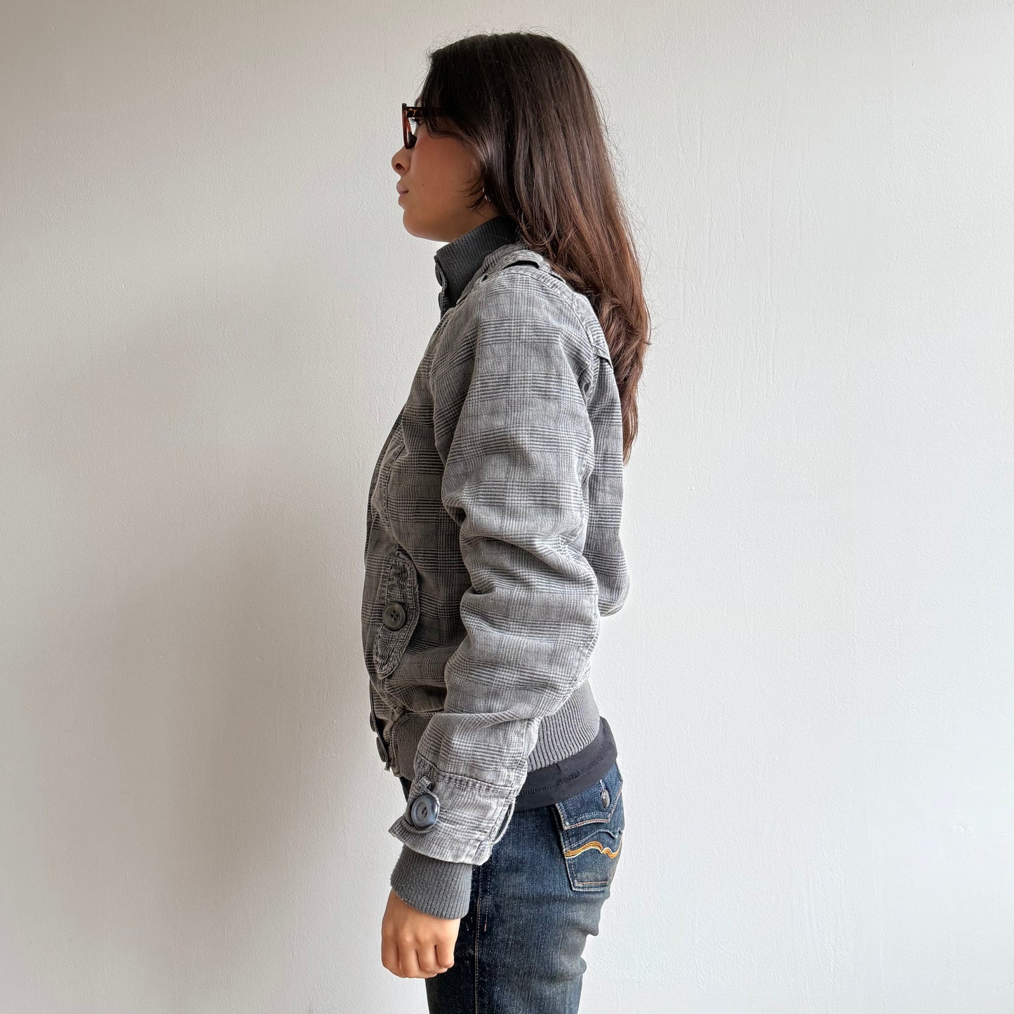 Grey plaid bomber - Size S
