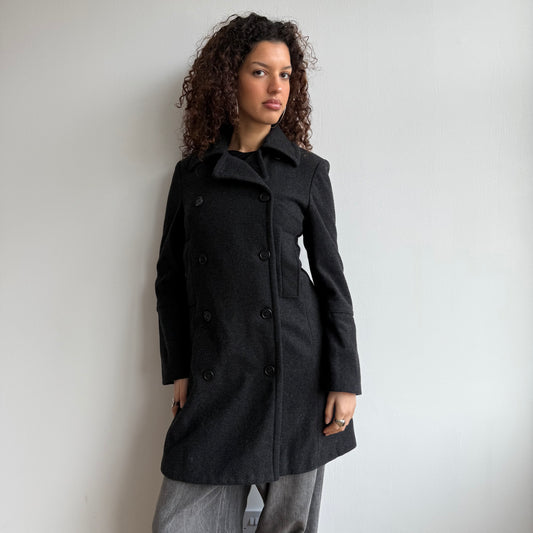 Grey wool double breasted peacoat - Size M