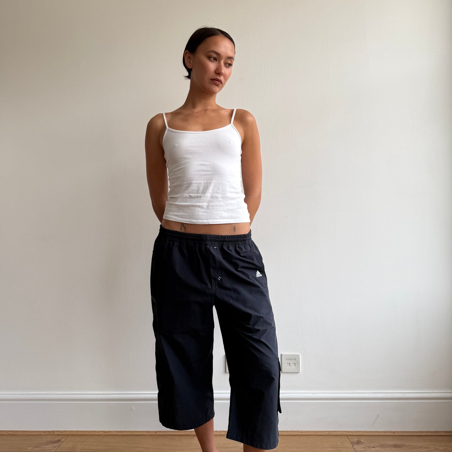 Navy Adidas pocket stitch capris - Size M