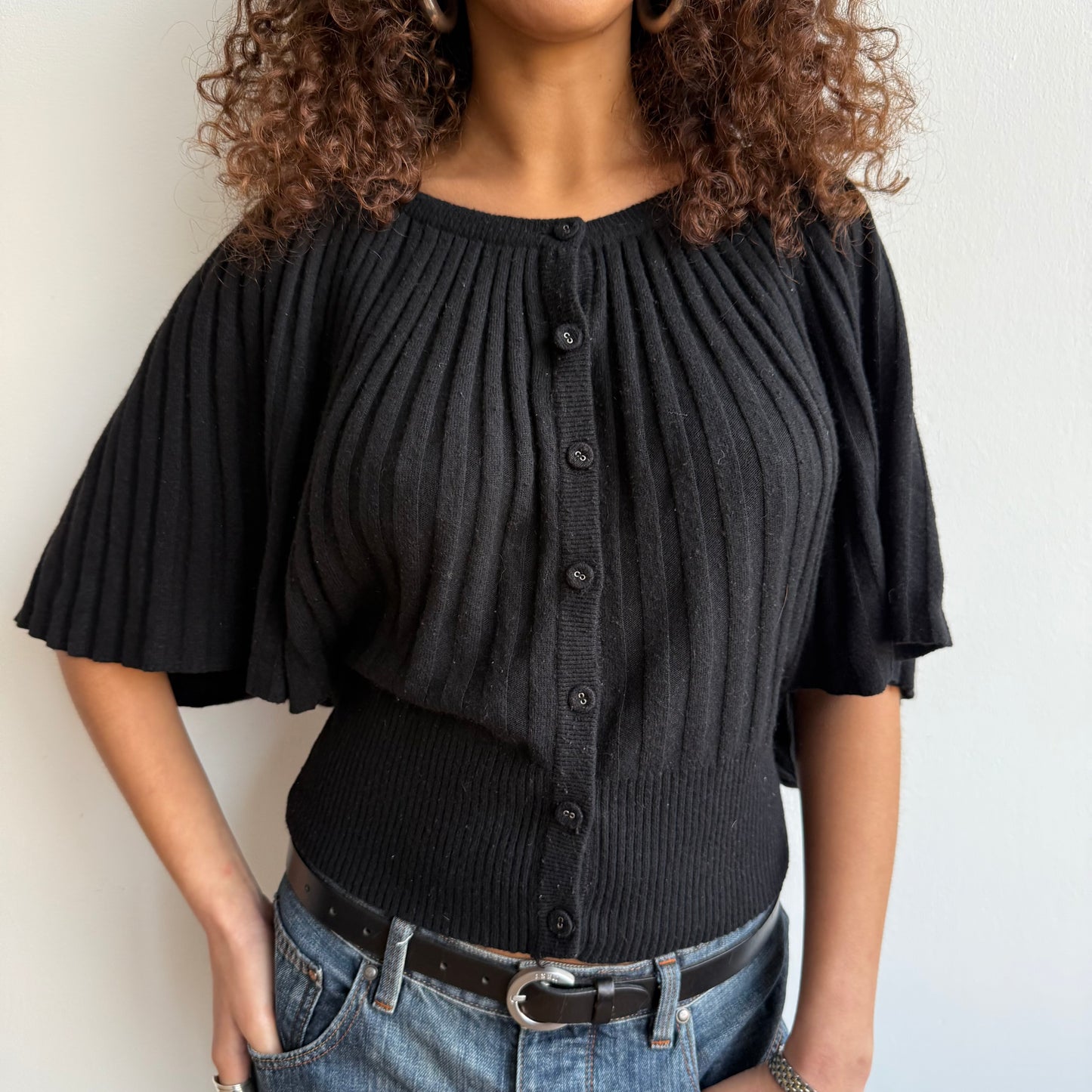 Black button batwing knit - Size M