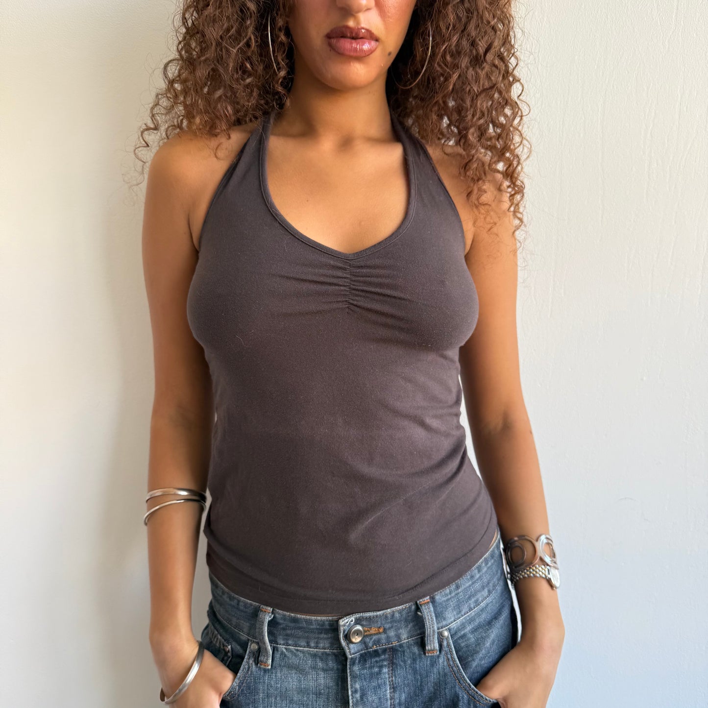 Brown halter neck top - Size S/M