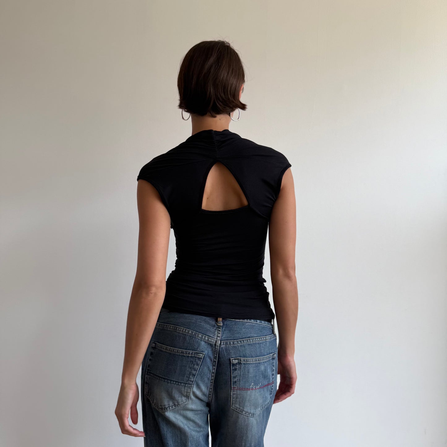 Black keyhole bolero top - Size S