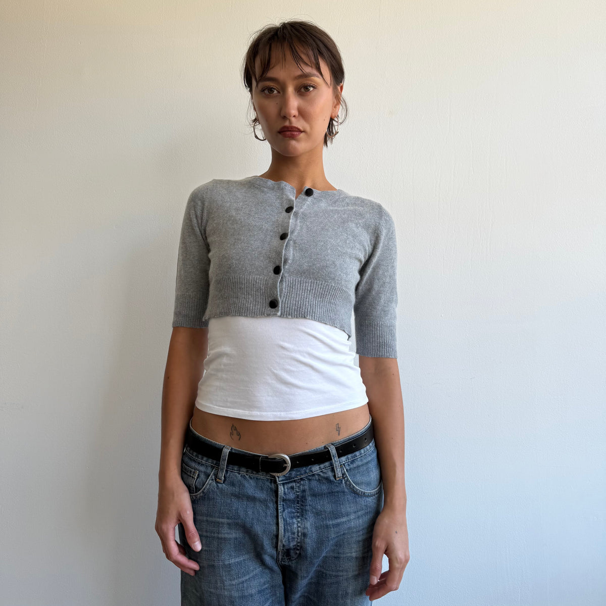 Grey cropped cardi - Size S