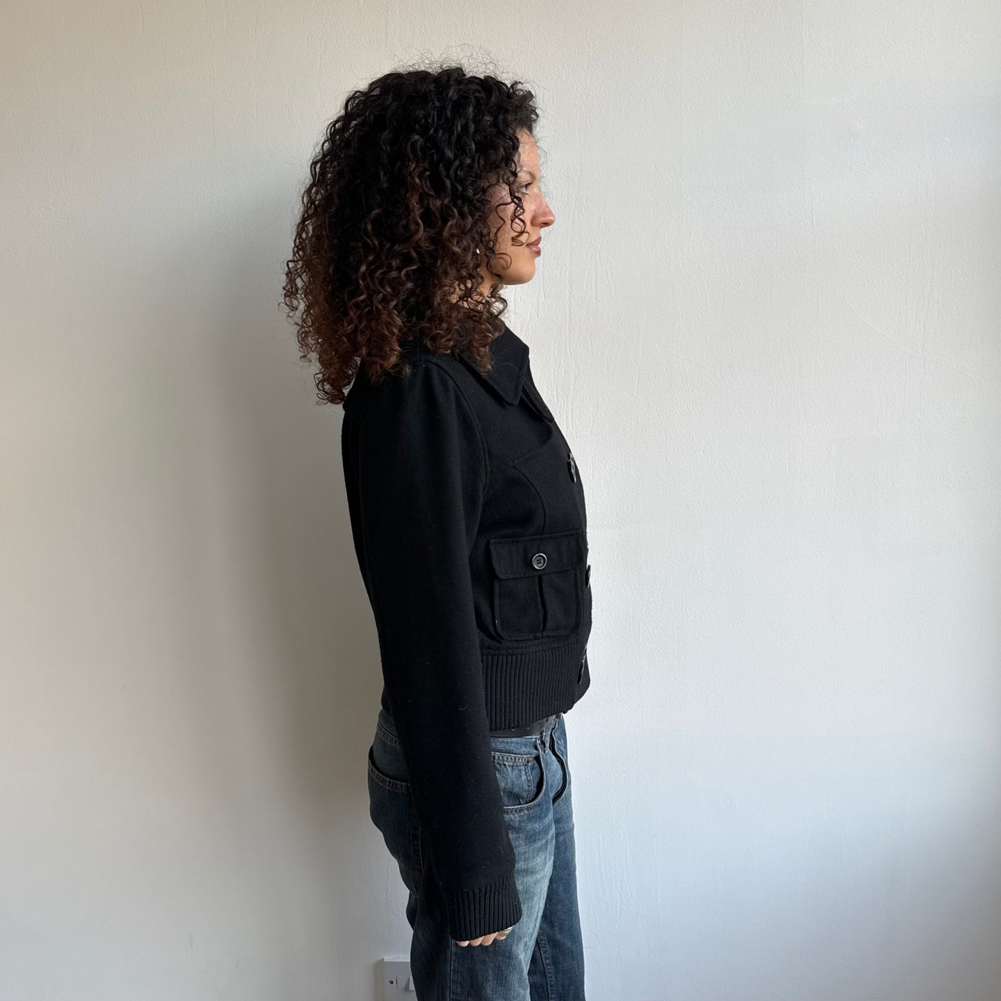 Black double breasted peacoat - Size M
