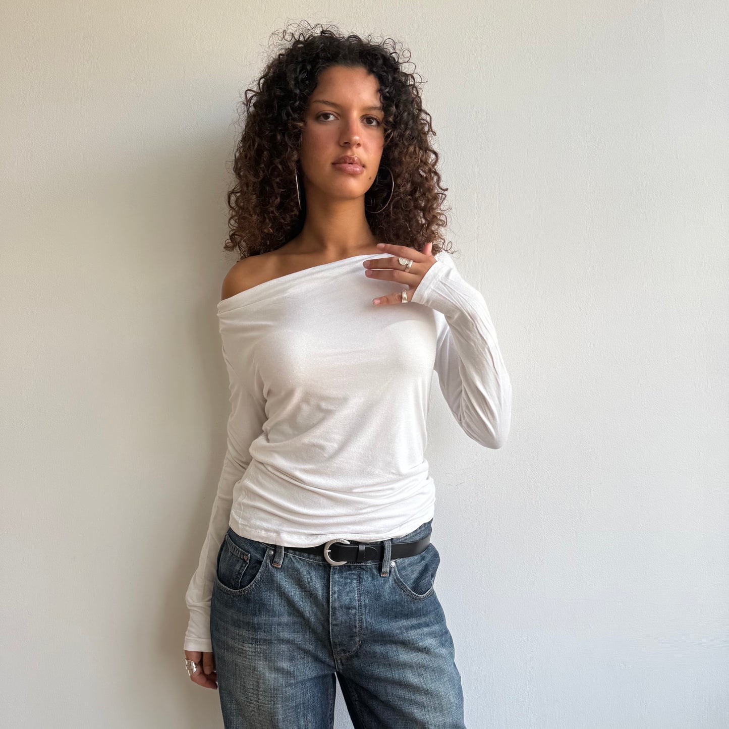White slouchy cowl top - Size M
