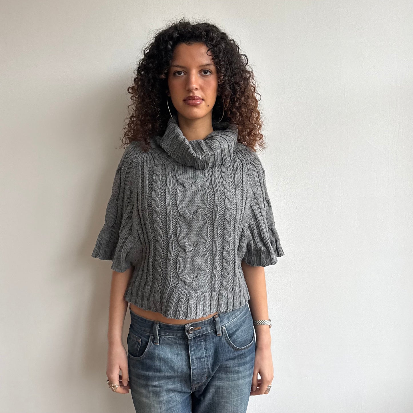 Grey batwing roll neck - Size M