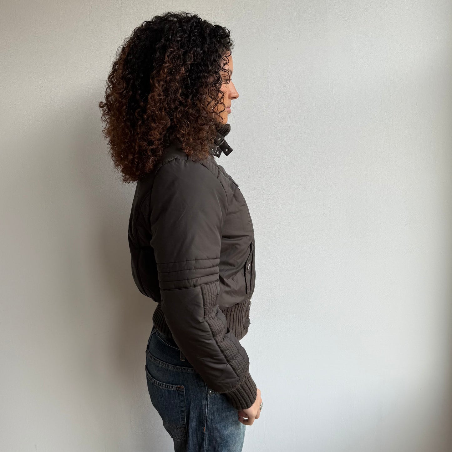 Brown buckle puffer coat - Size M