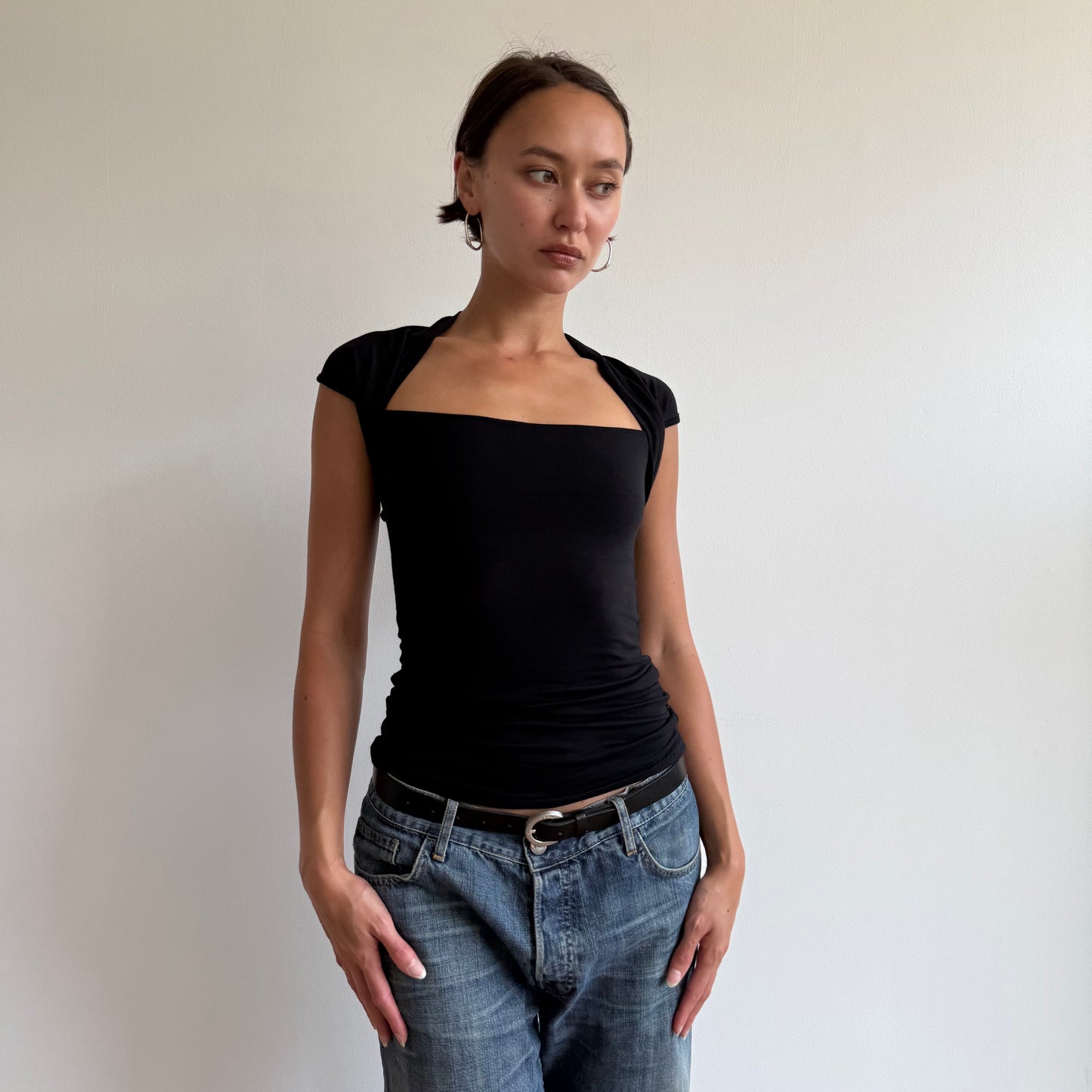 Black keyhole bolero top - Size S