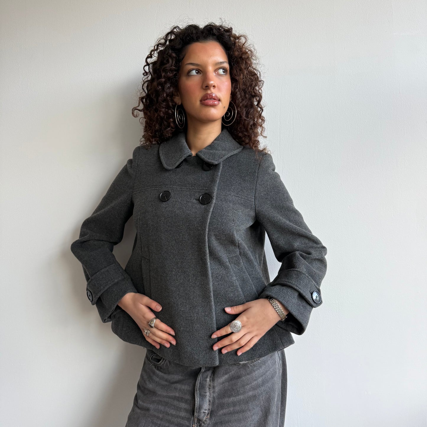 Dark grey peacoat - Size S