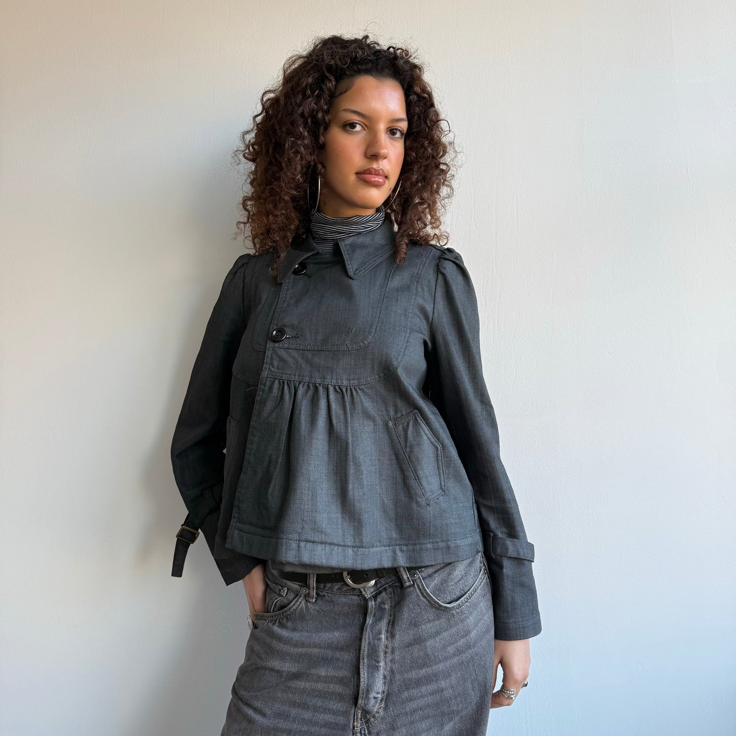 Grey denim peacoat - Size S