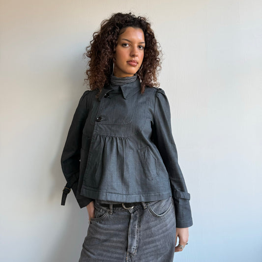 Grey denim peacoat - Size S