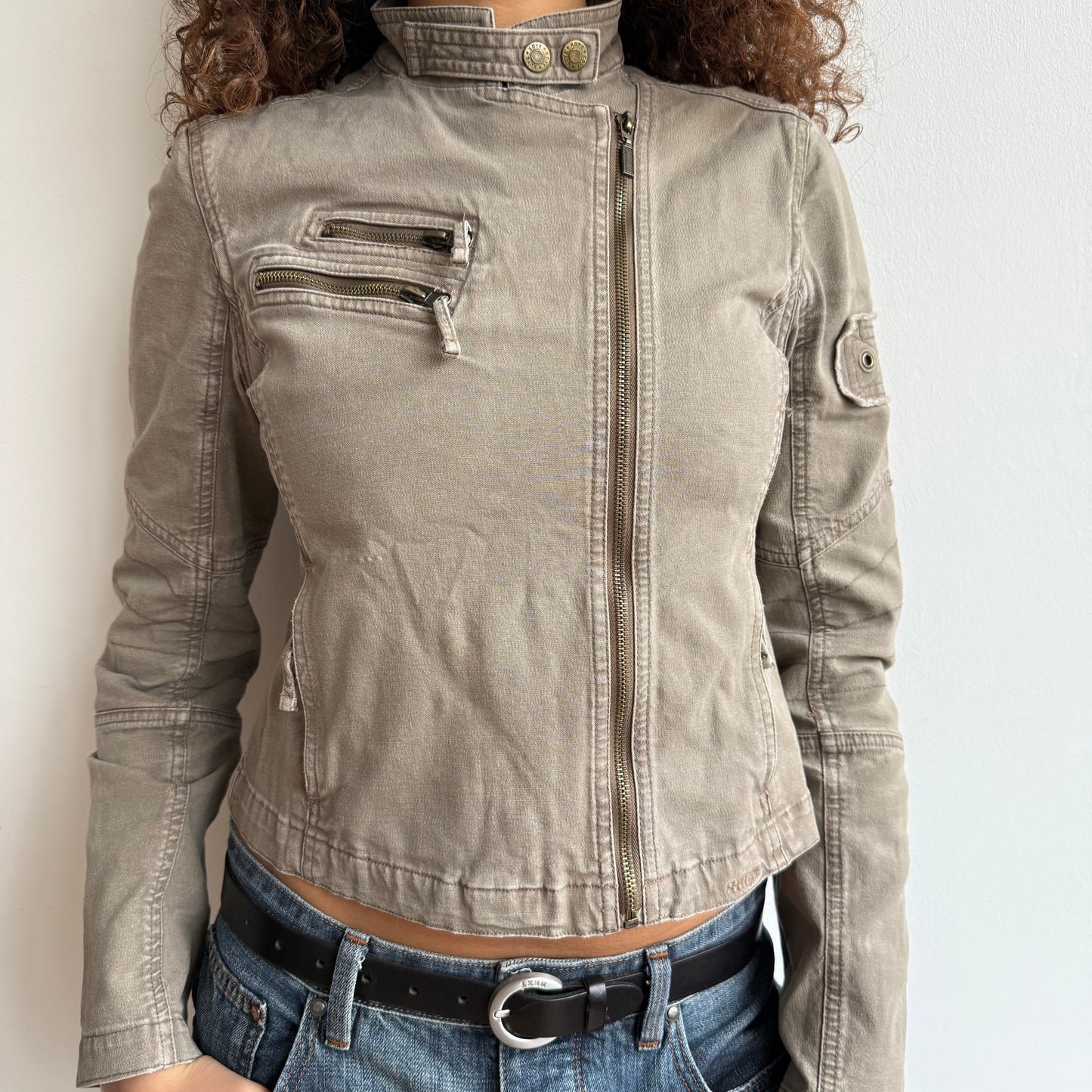 Khaki moto jacket - Size S